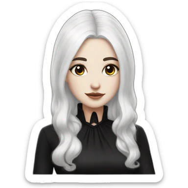 white hair girl with black gothic dress brown eyes with freckles sticker