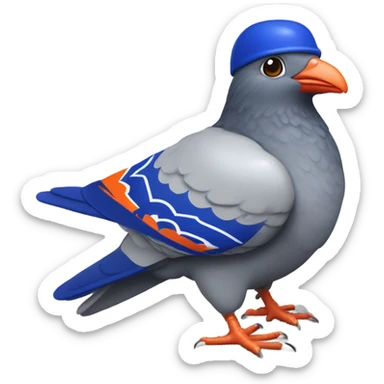 Pigeon with a New York Mets uniform sticker