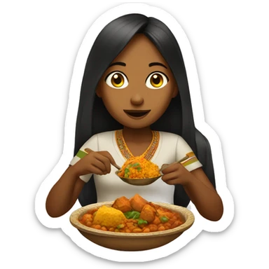 Girl eating Indian food sticker