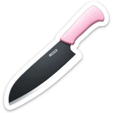 Black butcher knife with cute light pink bow on handle sticker