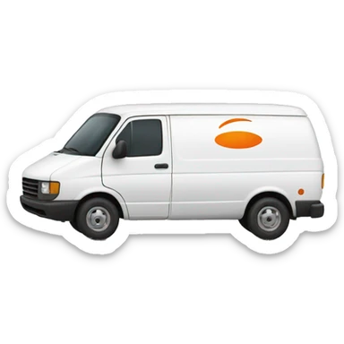 White van with orange ling logo sticker