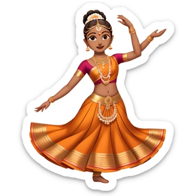 cinematic-realistic-bharatanatyam-dance-emoji,-depicted-as-an-elegant-classical-indian-dance-performance-with-graceful-poses,-intricate-costumes,-and-expressive-hand-gestures,-rendered-with-rich-textures-and-warm-dramatic-lighting, single dancer sticker
