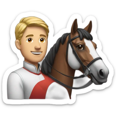 Man with jockey and airpods sticker