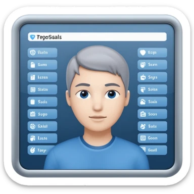 Create an image of an AI coach helping people set goals based on their hobbies. Show a person chatting with the AI, where the screen displays a list of steps and goals. Add elements of progress and personalization. Use a color palette that is associated with technology and innovation. sticker