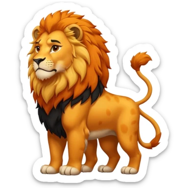 FULL BODY panthera leo male style wild, full flat  cute side profile design in 3d soft l centered composition cartoon style128x128 pixels sticker