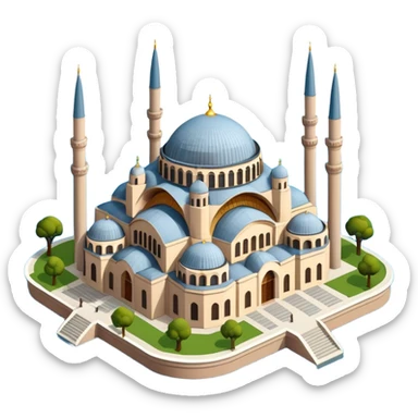 Isometric illustration of Istanbul, featuring photorealistic Hagia Sophia sticker