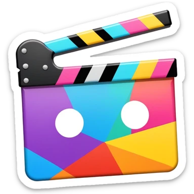 ultra simplified movie clapper in vibrant colors, two rectangles and a line, geometric minimalism sticker
