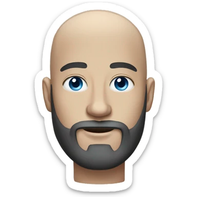 Bearded man with blue eyes and bald head sticker