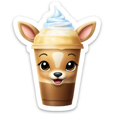 Baby deer drinking iced coffee sticker