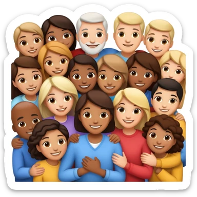 Group hug of diverse people sticker