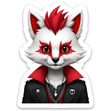 Anthropomorphic Anthro Furry punky gothic black white and red badass cool stylish handsome smexy Animal-furry-fursona sticker