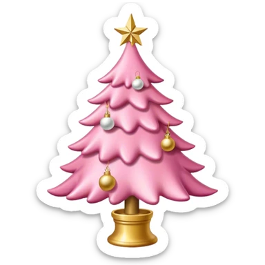 Pink Christmas tree with white and gold ornament  sticker