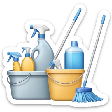 Realistic cleaning essentials with neutral color sticker