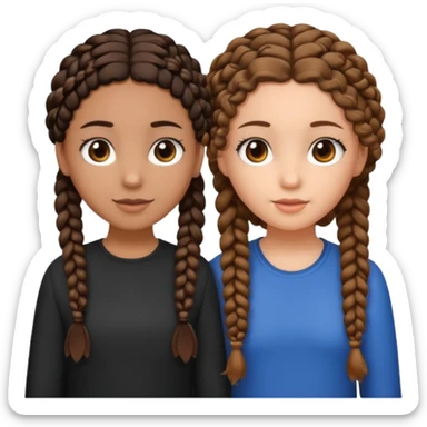 2 girl best friends. One is black with braids and brown eyes. One is white with curly brown hair with brown eyes. sticker
