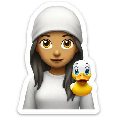 girl with sign “im duck up” sticker