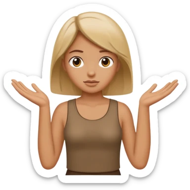 A girl shrugging his shoulders with a 6 above his left hand and a 7 above his right hand. sticker