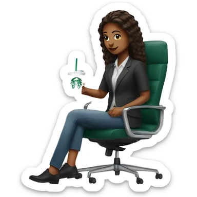 girl in office chair with starbucks al sticker