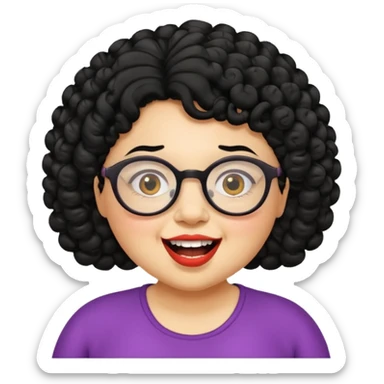 short fat lady with glasses ,crooked teeth and crazy curly black hair sticker