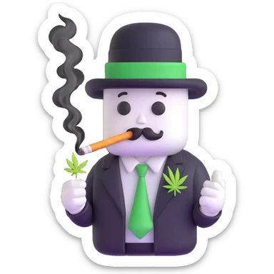 marshmallow gangster smoking weed sticker