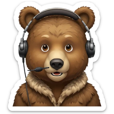 a bear with headset mic sticker