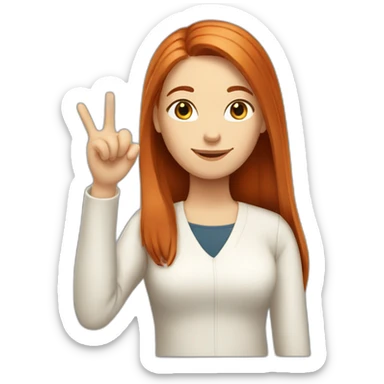 redhead white woman with medium long straight hair, saying ok sticker