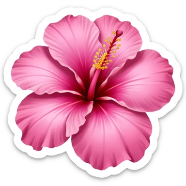 A pink hibiscus flower but in the shape of a heart sticker