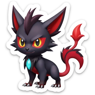 Edgy Cute Cool Kawaii Litten-Noivern-Zoroark-Noibat-Pokemon Full Body   sticker
