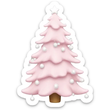 light pink christmas tree with white decorations  sticker
