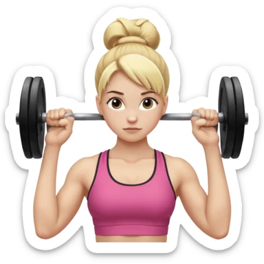 pale gym girl with blonde hair in a bun lifting weights sticker