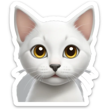 white kitten with gray ears and nose  sticker