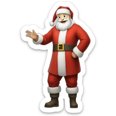 Full height Actively gesturing with hands pale skin Santa Claus in gray sticker