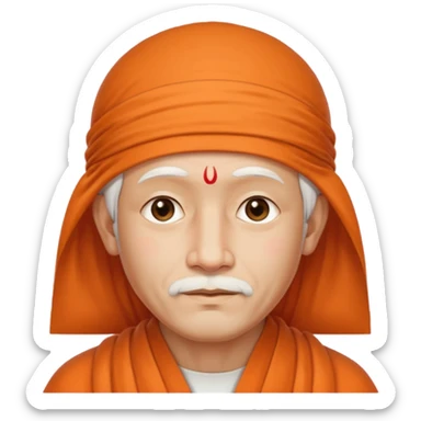 Sai Baba's serene face appearing as a gentle aura around a man's head sticker