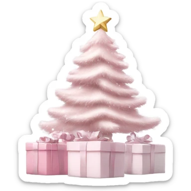 Light pink Christmas gifts under a white Christmas tree  sticker