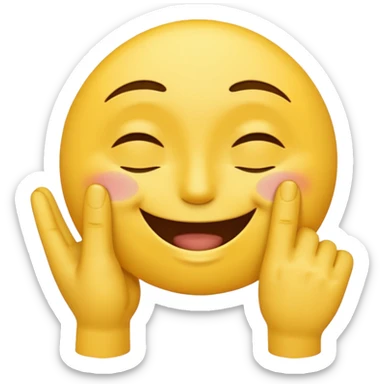 happy face eyes closed with pinching hand emoji  sticker