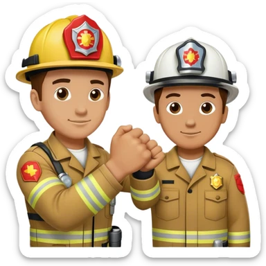 A fireman and a EMT making fist bump  sticker
