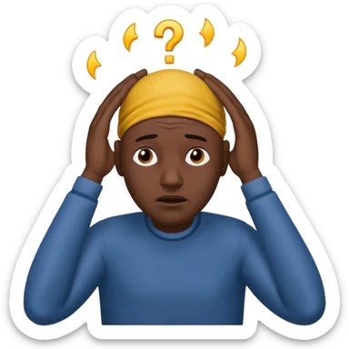 Black bald guy with hands on head in distress  sticker