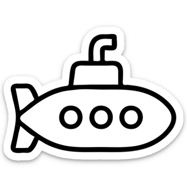 submarine, modern icon style, simple, clean lines, minimal color, suitable for app icon sticker