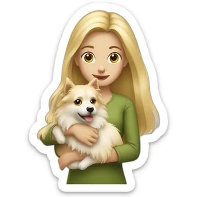Blonde girl holding spitz sticker