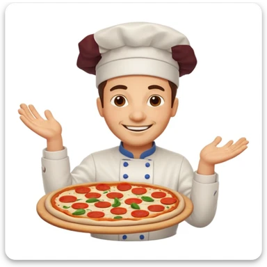 smiling Italian chef spinning pizza dough sticker