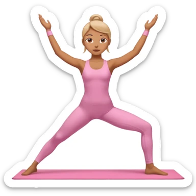 girl standing in a yoga pose in a pink bodysuit sticker