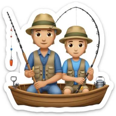 Father and son fishing on a boat sticker