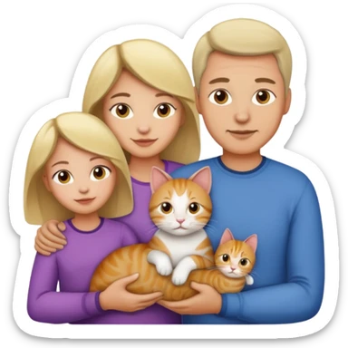 mama, papa niña y gata sticker