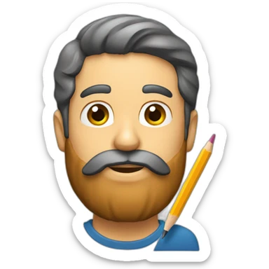 a man with a beard and a pencil behind his ear sticker