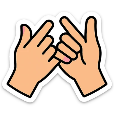 Change the hand colors to a light skin tone, keep the pinky promise gesture, no background. sticker