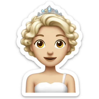 elegant girl in white dress with a tiara sticker