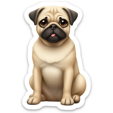 Cute beige pug sitting sticker