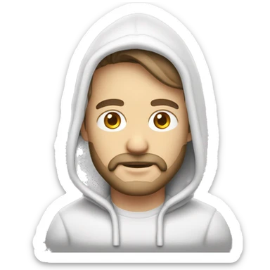 Homme blanc sans barbe ni moustache avec une cagoule blanche  sticker