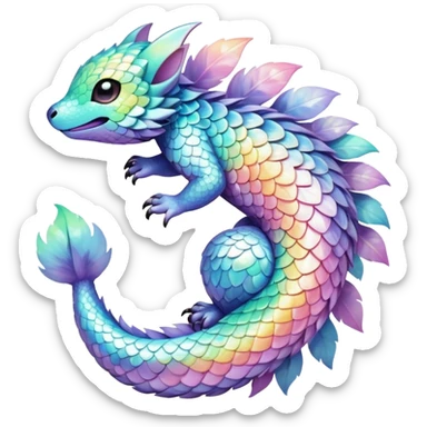 Pastel Randomly-colored sparkly exotic Fakémon-creature sticker