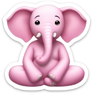 Create pink elephant sitting in a zen garden doing breathing exercises of breathing sticker