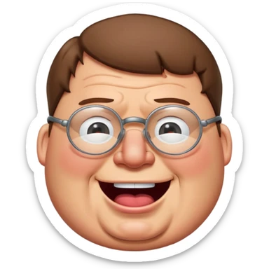 cartoon peter griffin with glasses as a laughing crying emoji in family guy art style sticker